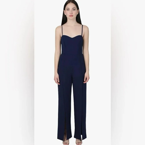 BEBE NWT OPEN LEG SCUBA JUMPSUIT size xl in navy women’s trendy - Picture 11 of 11